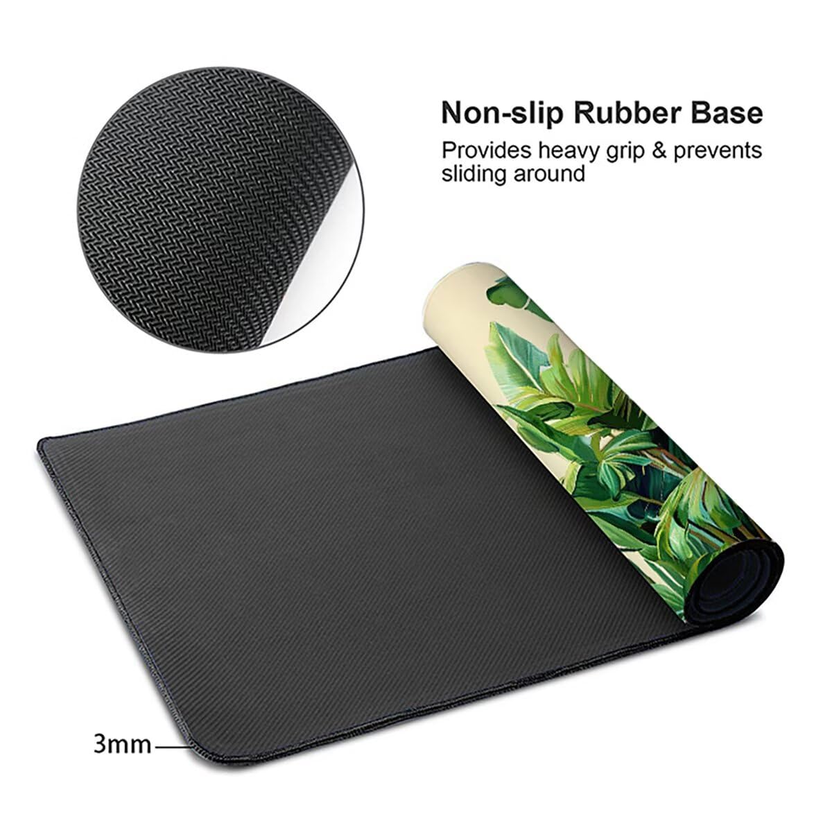 Tappetino per Mouse Gaming XXL 1200x600x3mm – Ufficio Mousepad Grande – Migliora la Velocità e la Precisione Tenuta Stabile Sottomano per Ufficio e Casa Accessori Scrivania – Verde Pianta LMDT10382