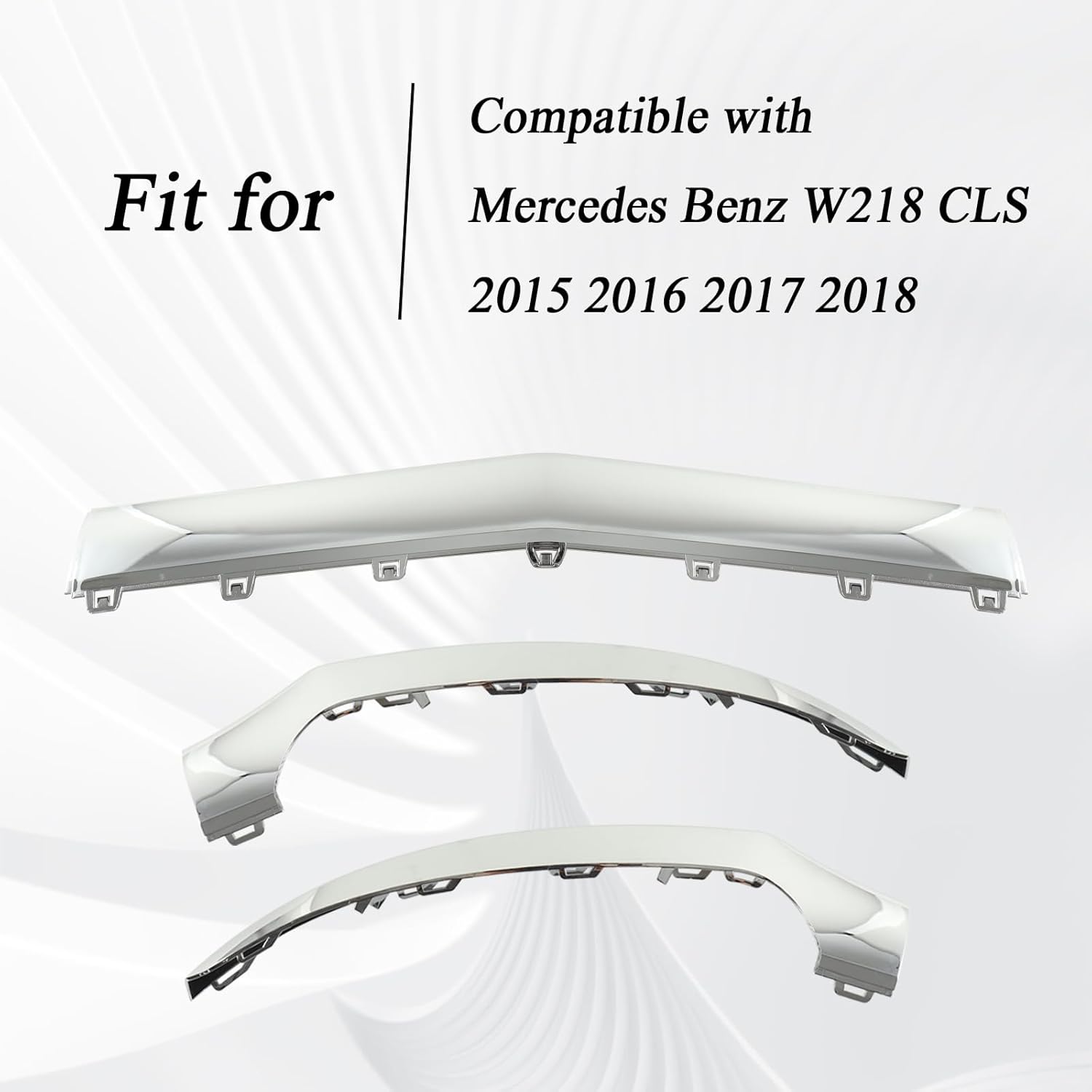 Chrome Front Bumper Lip Moulding for Benz W218 CLS400 CLS550 CLS63 2015-2018