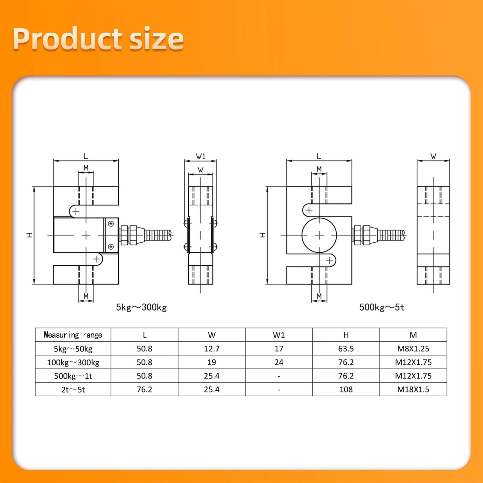 S Typ Wägezelle Sensor 5KG-100KG HX711 AD Modul Gewicht Elektronische Waage 200KG 300KG 500KG 1T 2T 3T 1Pcs(RANGE 0-20KG)