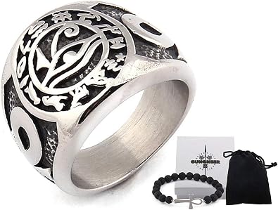 Stainless Steel Egyptian Eye of Horus Ring Cross of Life Ankh Pharaoh Vintage Jewelry Talisman Accessories