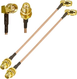 2Pcs SMA Pigtail Cable, Low Loss 6" Right Angle SMA Male to Female RG316 Antenna Jumper Extension Coaxial Cable for Ham Radio, Router, FPV Drone