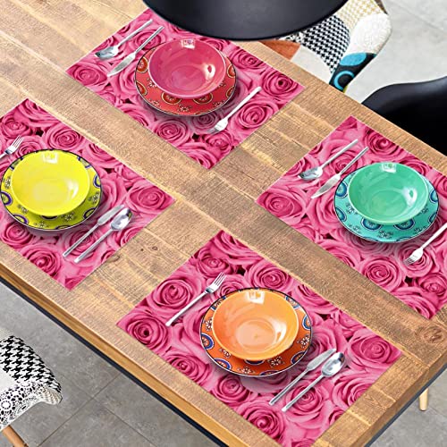 Set de table rose rectangulaire résistant à la chaleur pour salle à manger lot de 6 - 8
