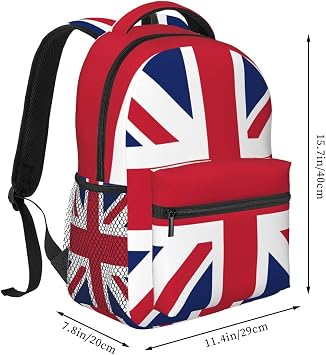 Union Jack Backpack British Flag Backpack Travel Hiking Camping Daypack for Women Men