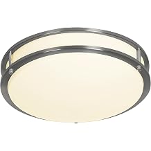 Designers Fountain Flush Mount Ceiling Light, 14 Inch Round LED DC Lighting Fixture Kitchen, Bedroom, Bathroom, Hallway, Dimmable, 1400 Lumens, 3000K/4000K/5000K, Brushed Nickel, EV1414C3C-35