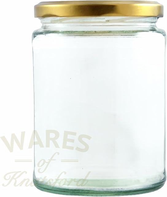 500 ml Large Glass Jam Jars Large, Pack of 12, Food Jars. Ideal for Larger Quantities of preserves and Perfect for Pickles. Airtight Gold lids Included.