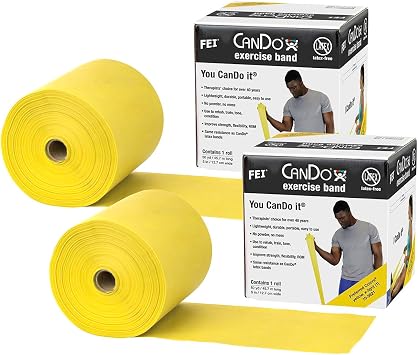 CanDo Twin-Pak Latex-Free Exercise Band, Yellow, 100 Yard