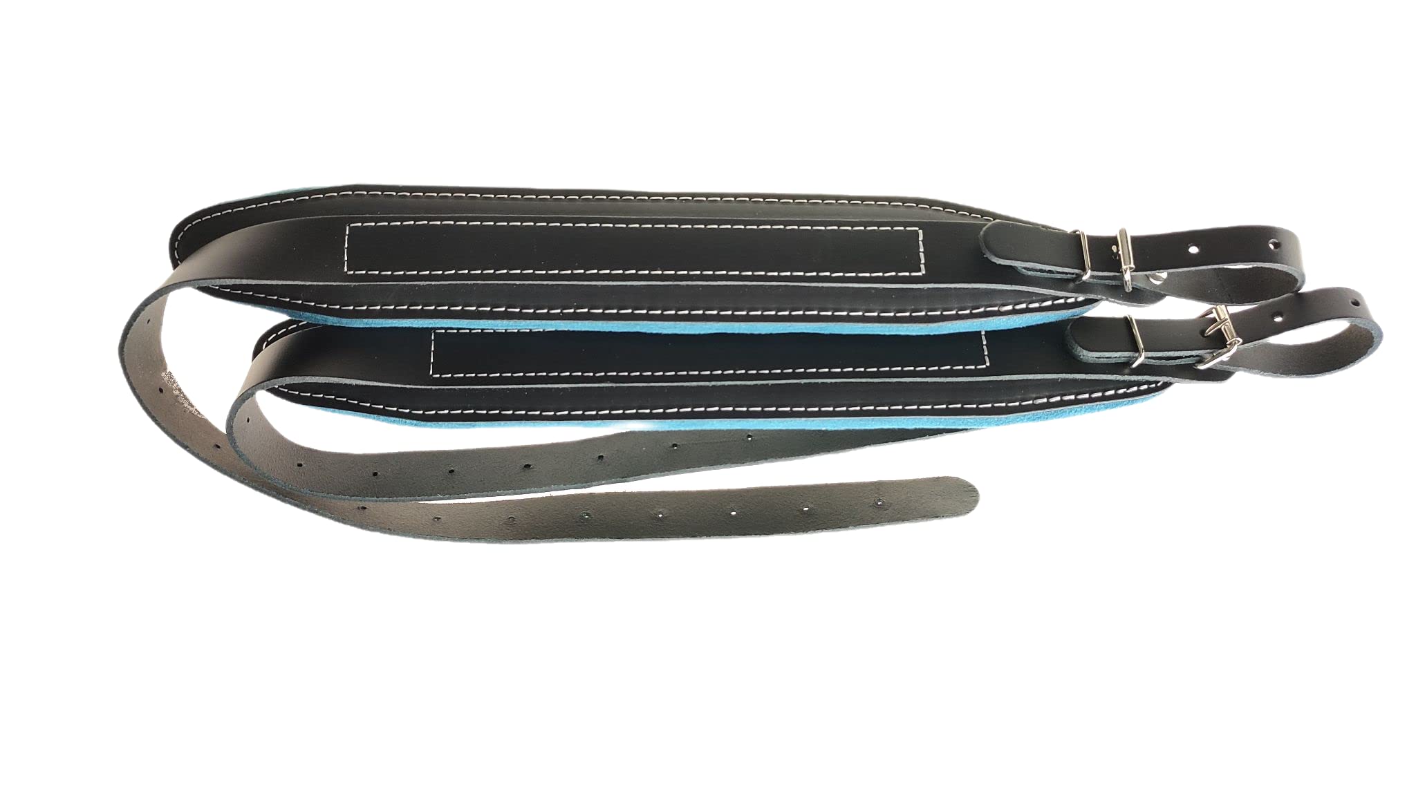 Correa de piel para acordeón (5 cm, 60-120 bajos), azul, 120 cm