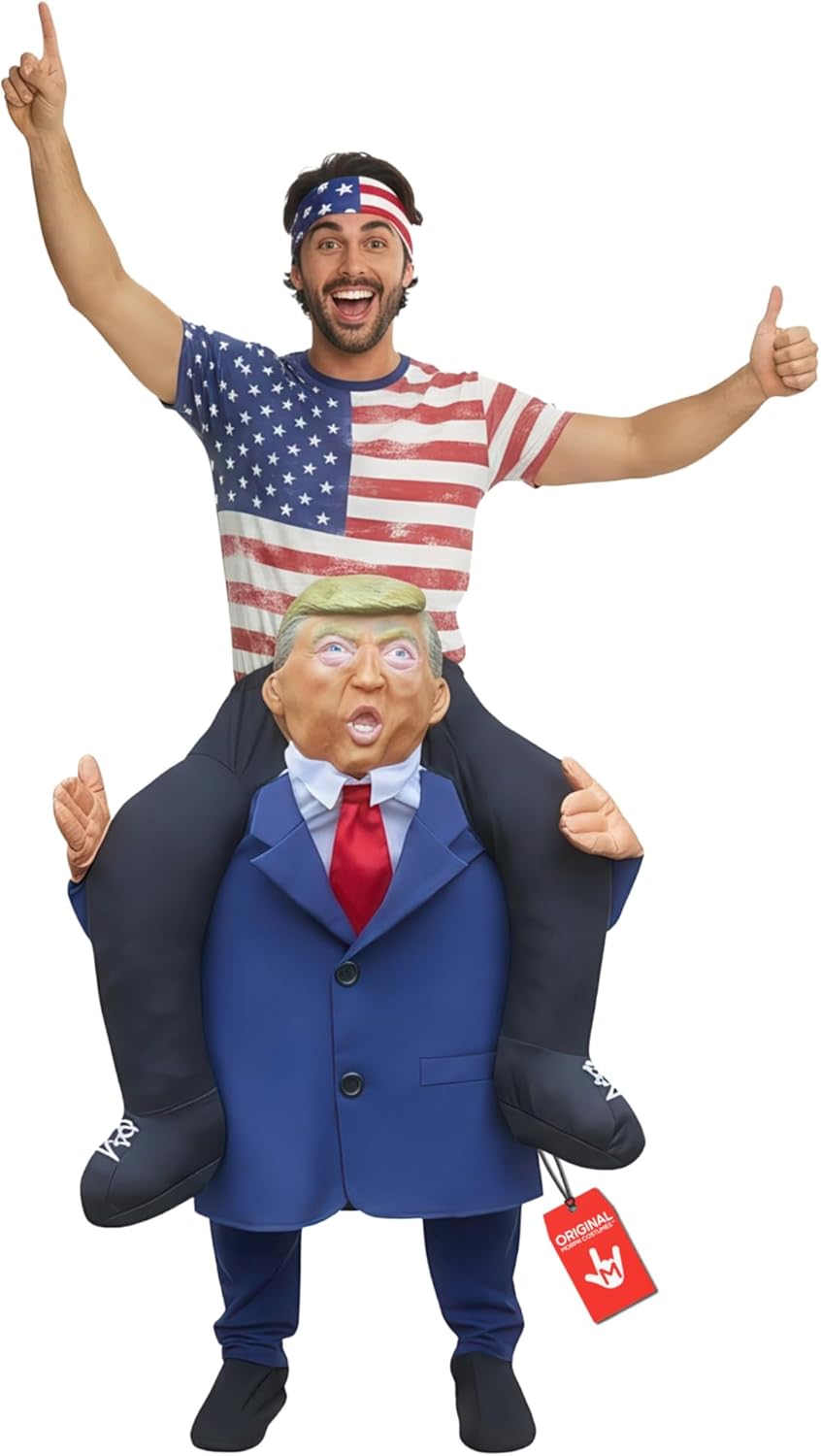 Morph Adult President Ride On Costume, Piggyback Halloween Funny Costume Mens, One Size Fits Most