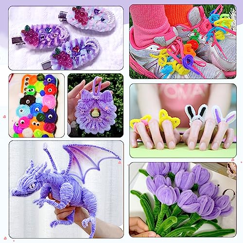 TOAOB 100pcs Purple Pipe Cleaners for Craft 30cm Long Chenille Stem 6mm Thick Fuzzy Sticks Craft Supplies for DIY Flowers Projects Home Decorations - Image 3