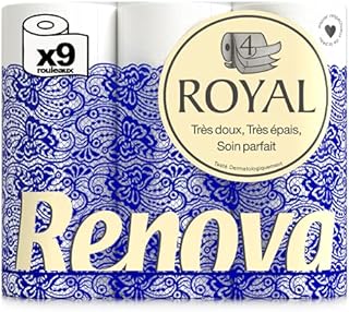 Renova Royal 200045194 Papier Toaletowy, Biały, 9 Sztuk (1 Opakowanie)