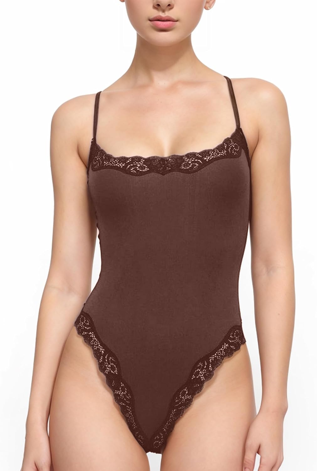 Women Sexy Lace Square Neck Bodysuit Sleeveless Tummy Control Leotard Bodysuit Going Out Tank Tops Basic Cami Shirts
