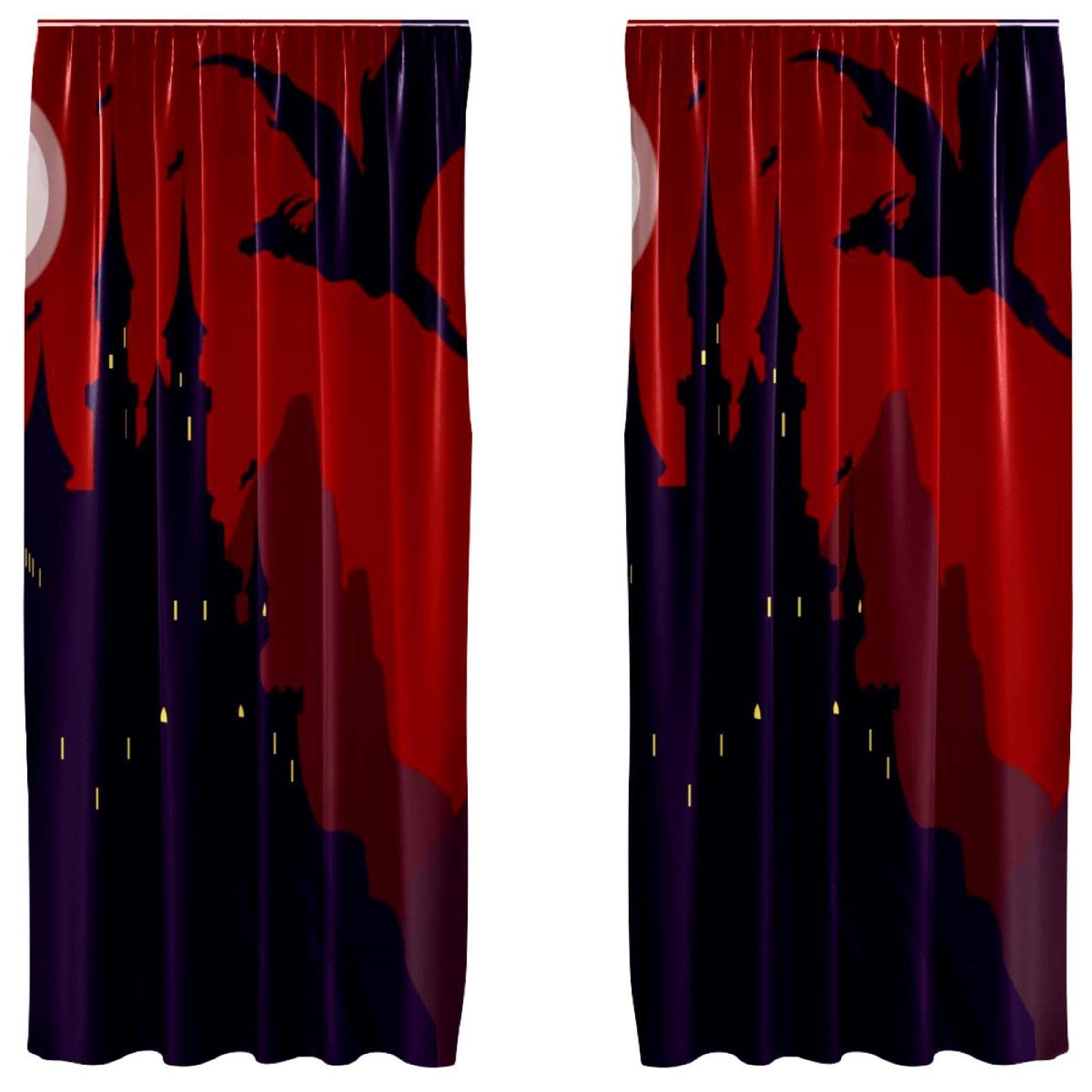 Cortinas opacas Castle Dragon de 55 x 84 pulgadas para un descanso sin luz en el dormitorio