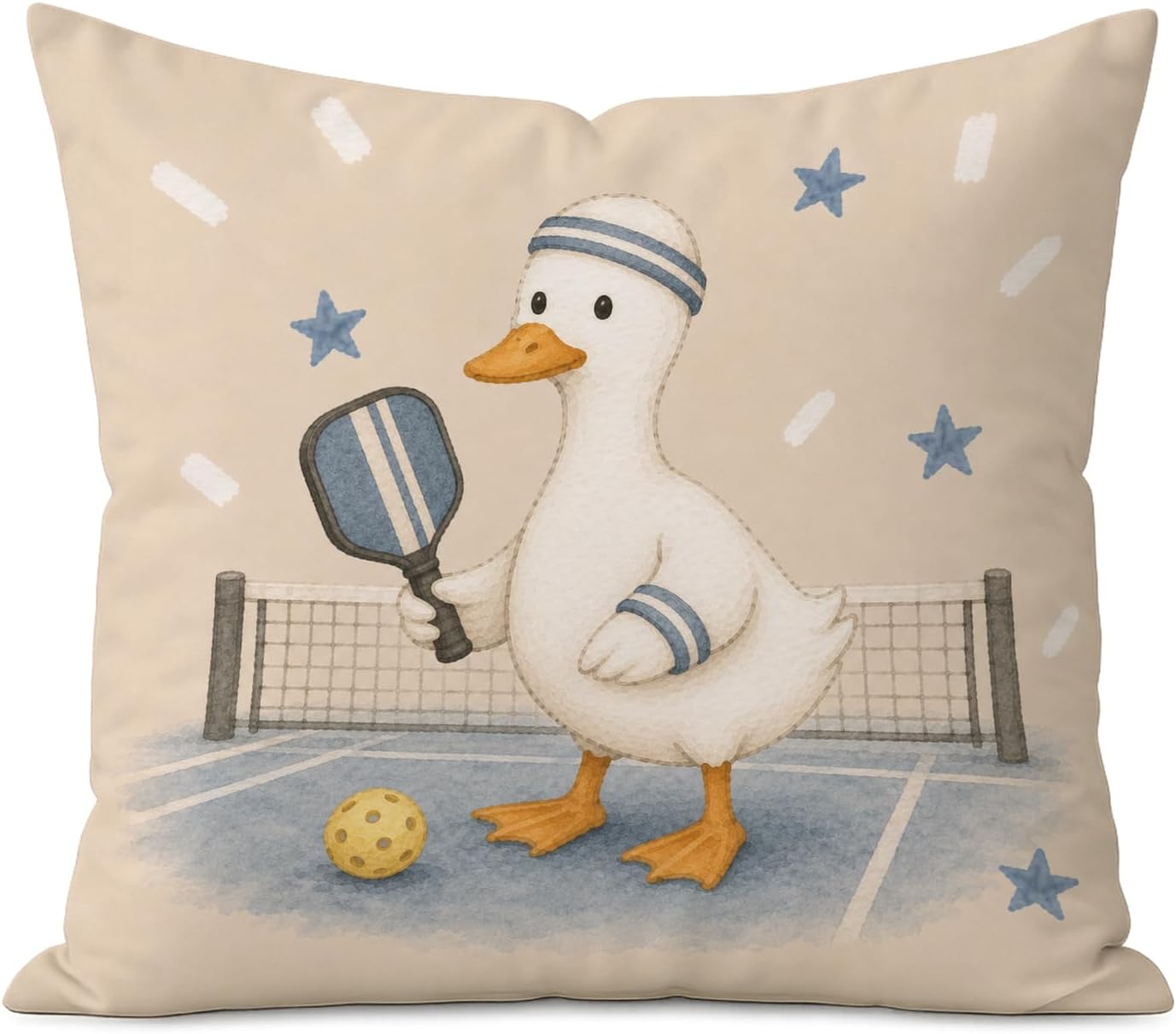Silly Goose Pickleball Throw Pillow Cover 18x18 Inch