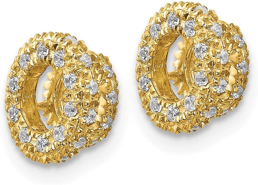 Diamond2Deal 14k Gold Diamond Earring Jackets (L- 0.35 in, W- 0.35 in)