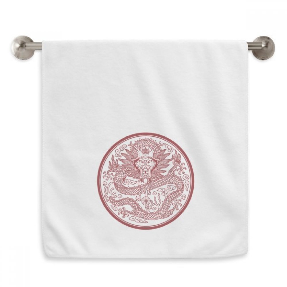 Serviette dragon chinois 13x29 pouces en coton blanc moelleux pour le visage