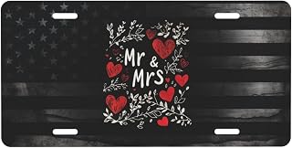 MR. and MRS. Wedding Floral Marriage Welcome Romantic Front Aluminum License Plate Suitable Outdoor Play 6 X 12 in