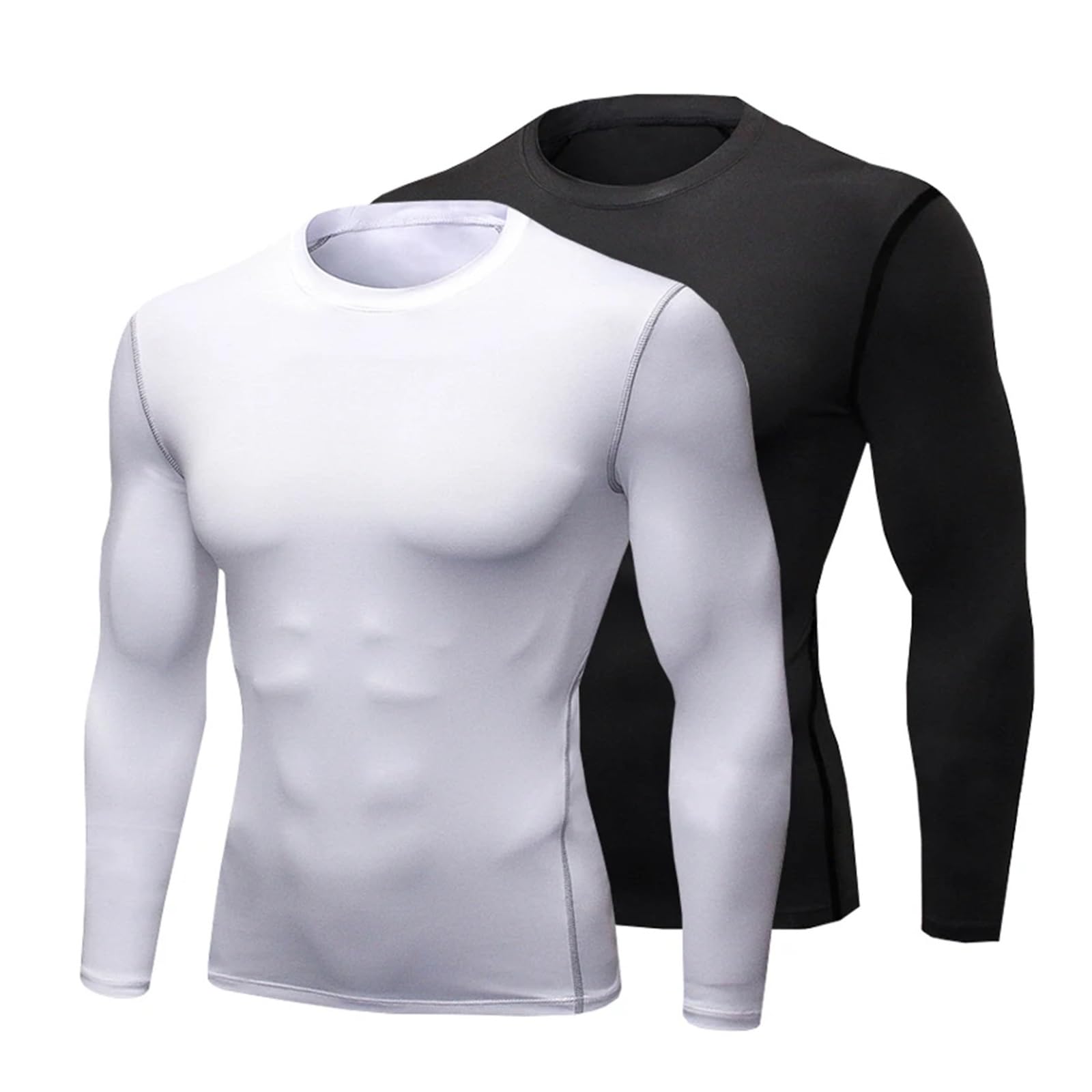 Camisa Funcional Ropa Interior térmica de Manga Larga for Hombre, Tops Finos Ajustados de Secado rápido elásticos for Fitness, Ropa de otoño e Invierno for Hombre(Gray,L (60-70kg))