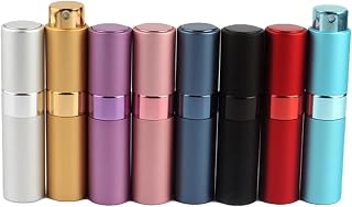 7Pack Perfume Atomiser Bottle Set for Travel Spray Scent Pump Case Empty Refillable 7Colors Available (8ml-8pack)