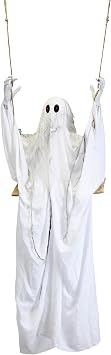 Worth Imports 72" Lifesize Hanging Halloween Animated Shaking Ghost on Swing