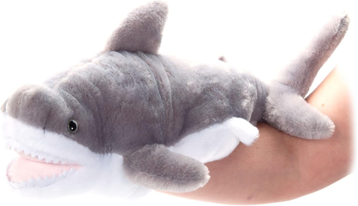 The Petting Zoo Great White Shark Hand Puppet Stuffed Animal Plushie, Gifts for Kids, Puppetz Animals, Shark Interactive Puppets Plush Toy 19 Inches