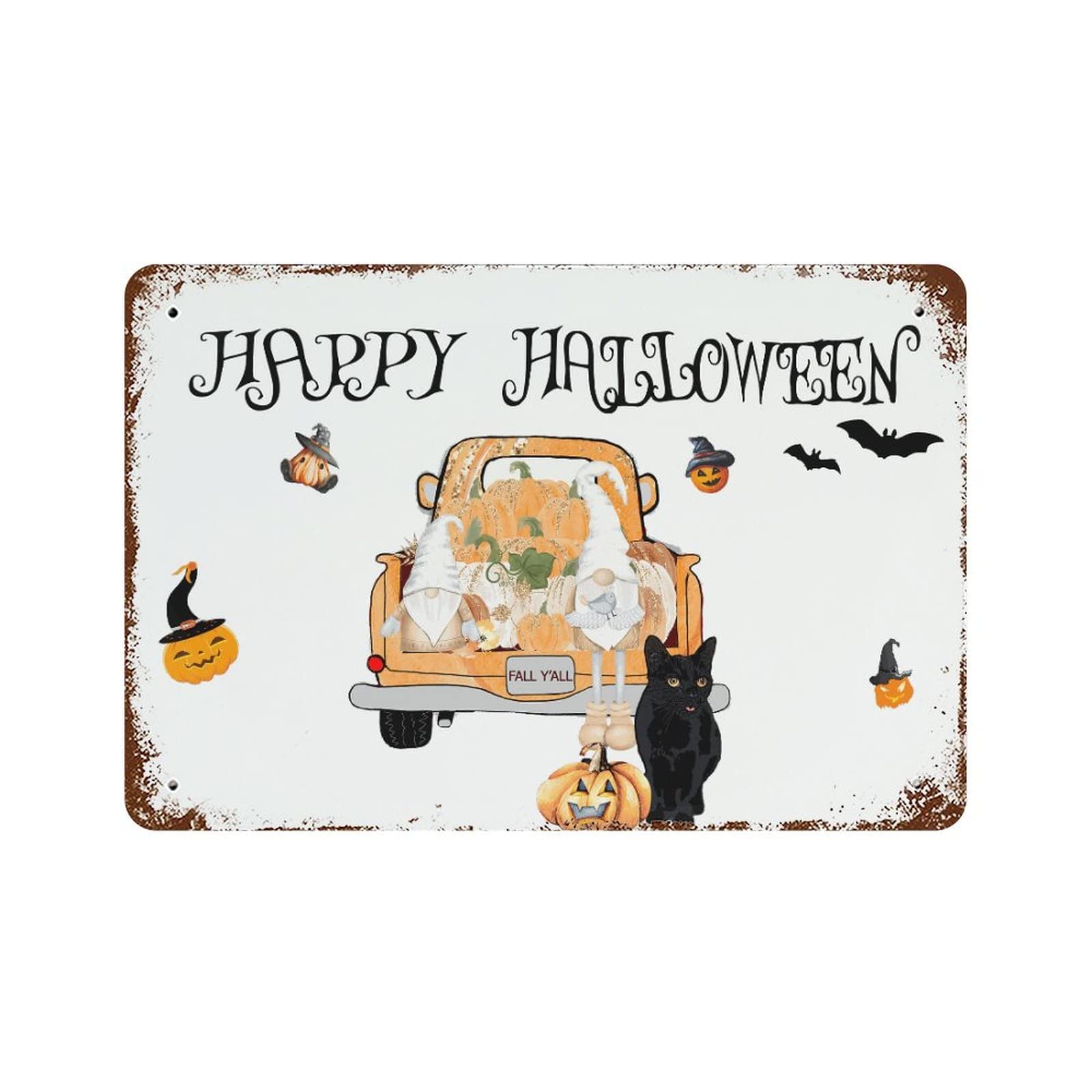 Plaque en métal Happy Halloween pour sublimer votre décoration de porte d'entrée