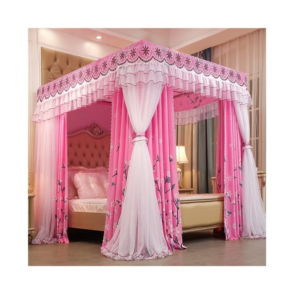 Auvent de lit moustiquaire de 2m de style princesse avec support à 4 poteaux pour chambre style 9