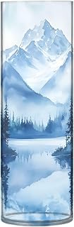 Wassud Watercolor Mountains Painting Vase for Flowers Plastic Cylinder Farmhouse Style for Room Decor Centerpiece Home Decoration Country Chic Aesthetic