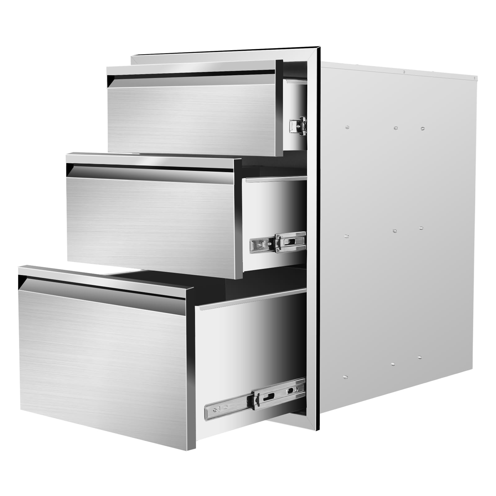 Outdoor Kitchen Drawers 20" W x 27" H x 23" D Stainless Steel Drawer BBQ Triple Drawers with Hidden Handle for Outdoor Kitchen Island, Patio Grill Station