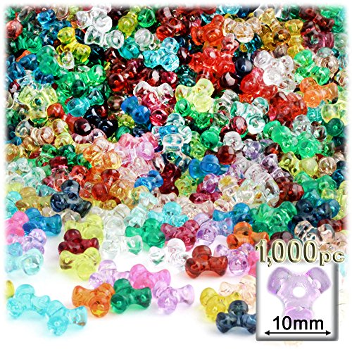 1,000Pc Plastic Transparent Tribeads 10Mm Multi Mix Beads #TOP21