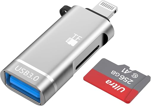 [Apple MFi Certified] SD Card Reader for iPhone iPad,Memory Card Reader with USB Camera Adapter Trail Game Camera Viewer Supports SD TF Card MicroSD Card Adapter for iPhone 14 13 12 11 XS XR 8 7 iPad
