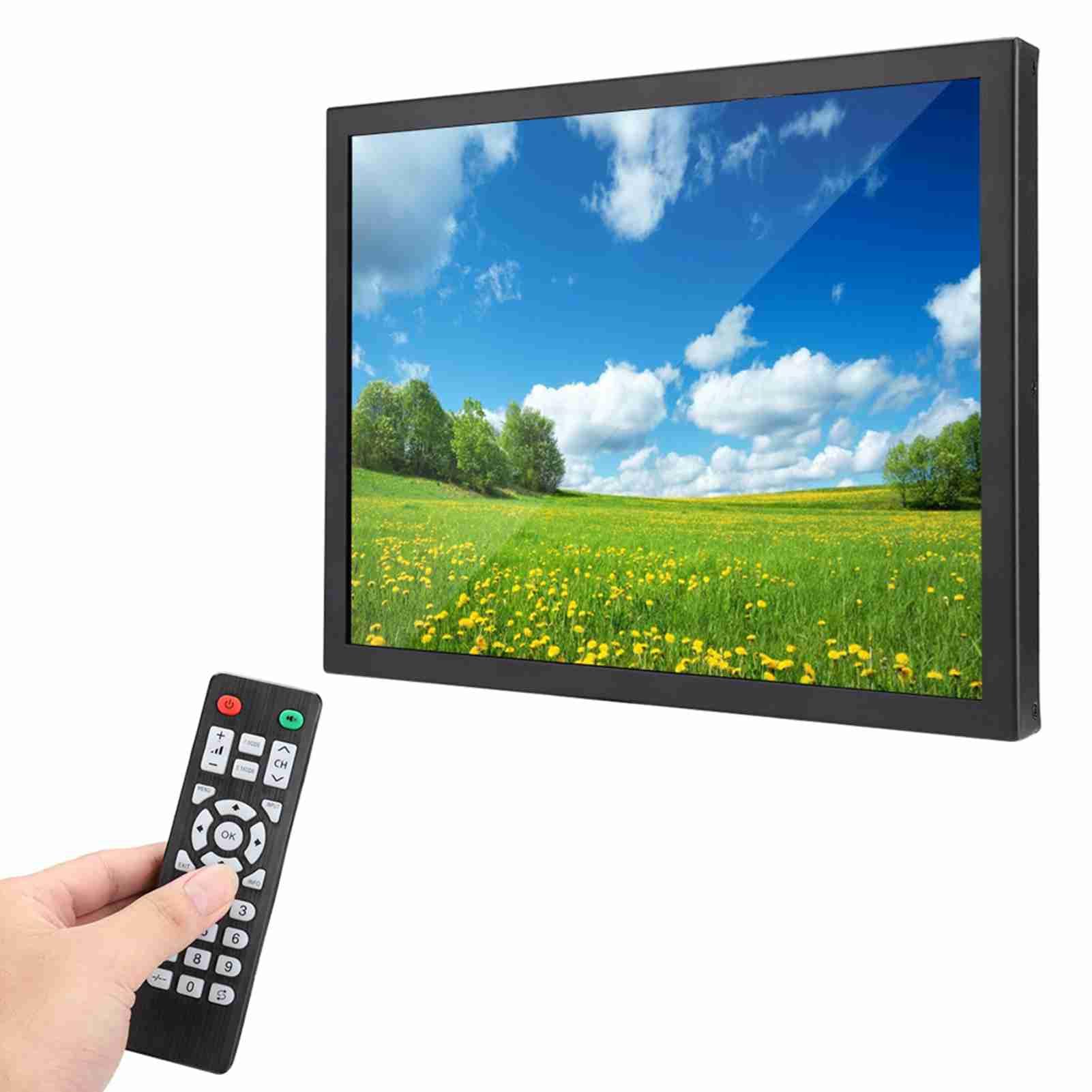 Goshyda Monitor LED, 15 Pollici 1024x768 Monitor Industriale Full Metal Ad Alta Definizione Telecomando con Schermo TFT, Supporto HDMI/VGA/AV/BNC/USB, con Staffa a Parete(EU)