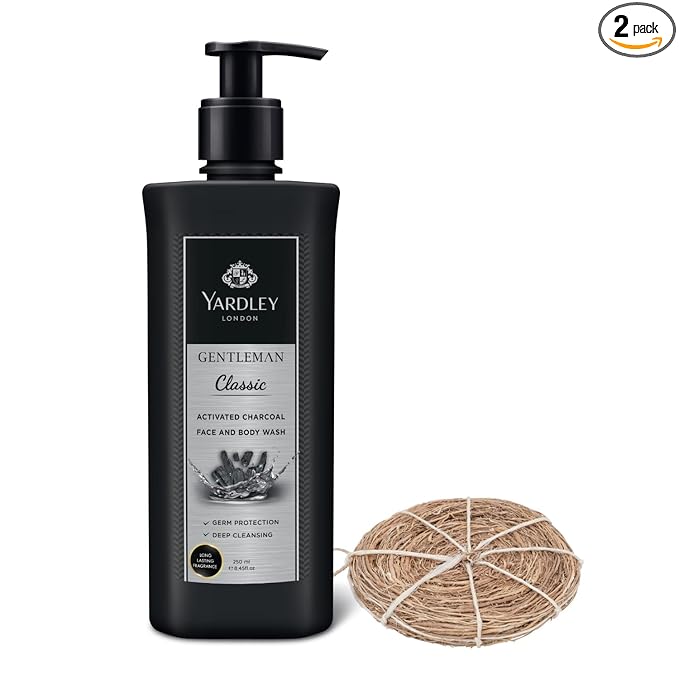 Yardley London Gentleman Classic, Face and Body wash for Men, With Activated Charcoal, Deep Cleansing, Shower Gel (250 ml) with Loofah at Rs. 137