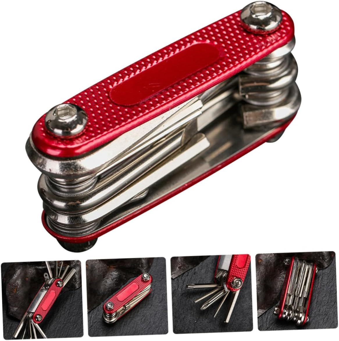 1pc Multi-function Bike Repair Tool Kit Compact Inner Hexagon Spanner Wrench Portable Folding Socket for Repairs Construction for Cycling Enthusiasts Red