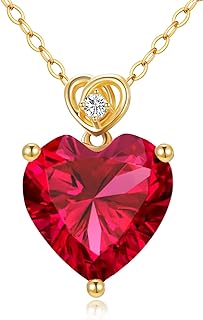 Gold Heart Gemstone Birthstone Necklace