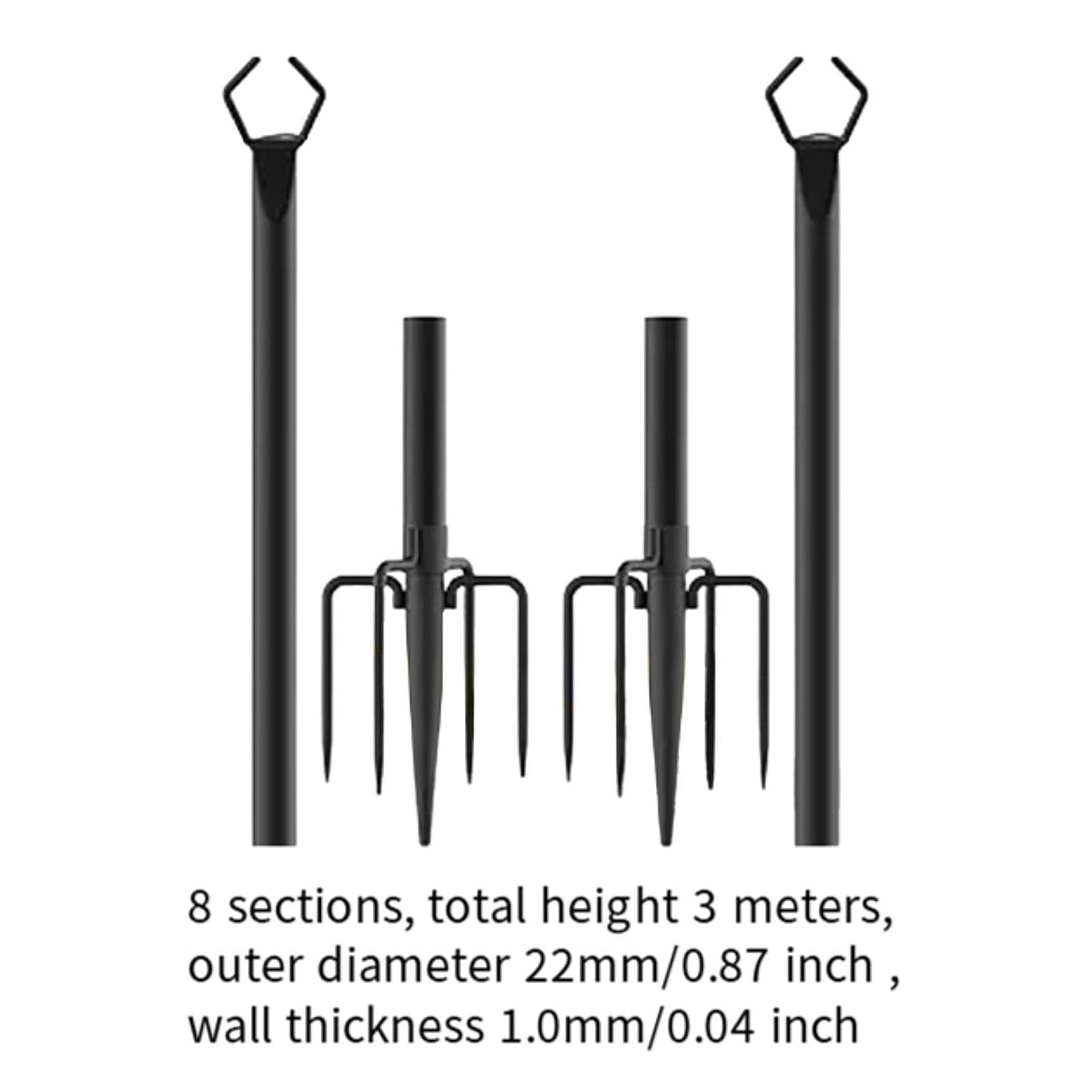 Lot de 2 Poteaux D'éclairage Suspendus en Métal, Accessoires D'éclairage, Installation Facile, Poteaux D'éclairage Extérieur de 3 M (10 Pi