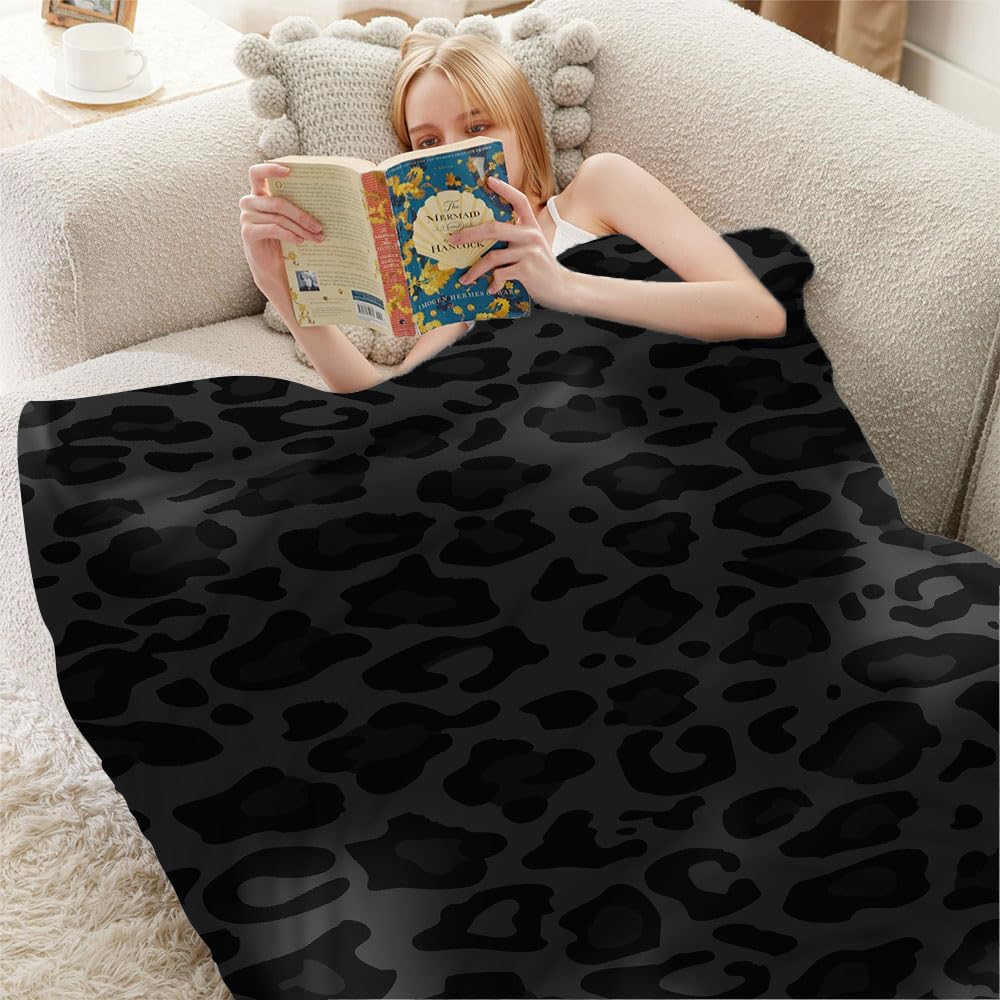 Fleece BlanketBlack Leopard Print Soft Throw Blanket All