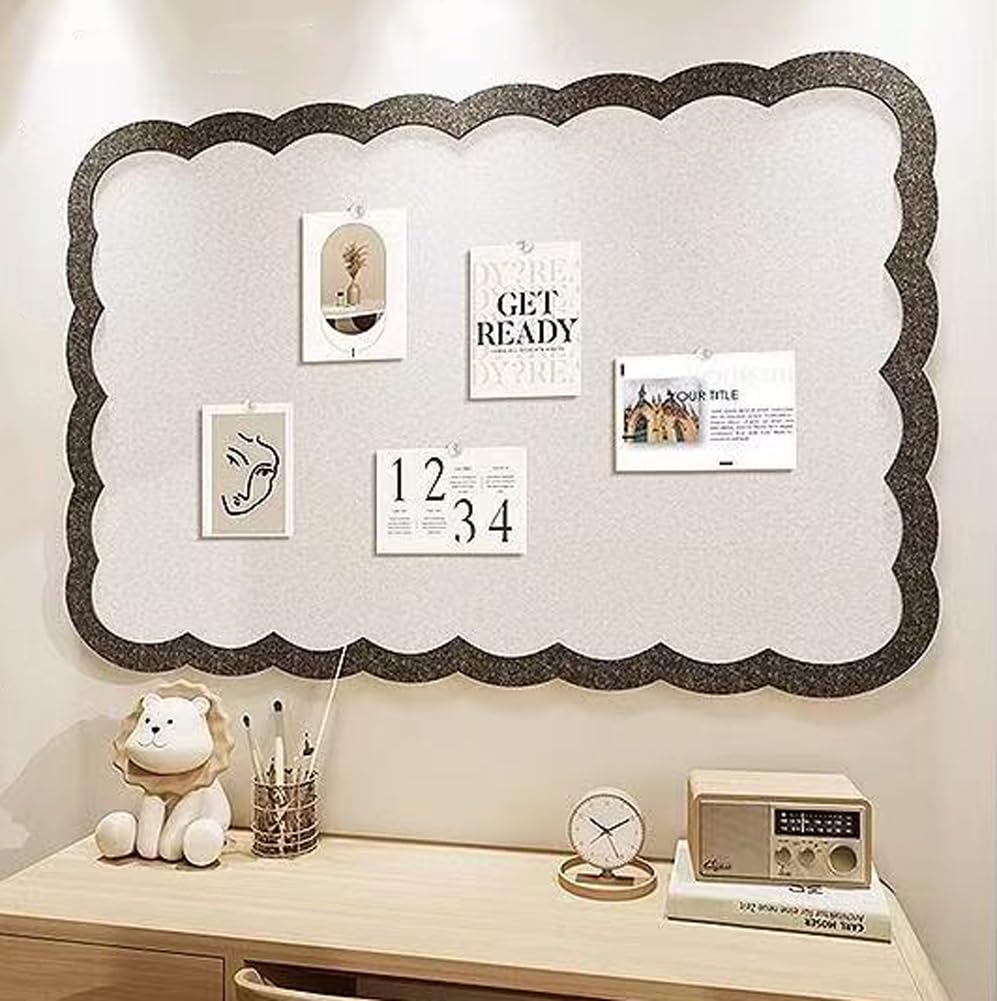 Felt Pin Board Decorative Corkboard Alternative,Foldable Felt Bulletin Board with 30 Pushpins,Self-Adhesive Vision Boards for Photo Memo DIY (Grey,80x60cm)