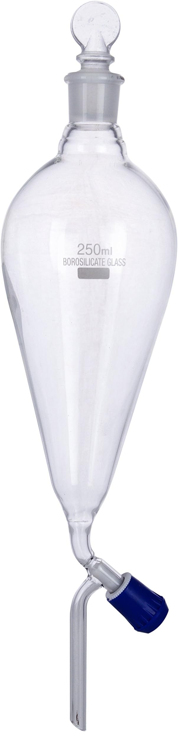 Vijay Surgical Corporation Seperating Funnel 250 ml with Teflon Cork Knob of Heavy Borosilicate Glass (Blue)