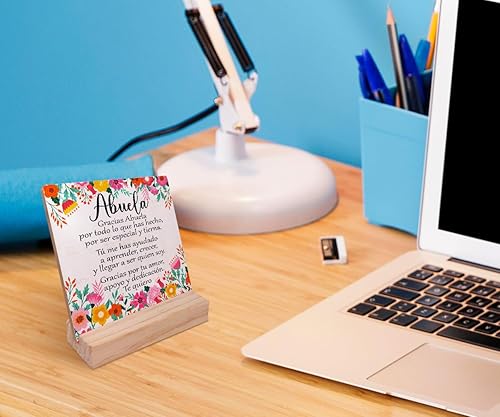 Miniatura 3 de Abuela - Placa de madera con soporte de madera, diseño de acuarela española con soporte de madera, letrero de madera floral con texto en inglés