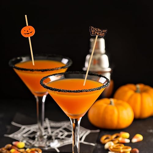 Miniatura 5 de Púas de cóctel de Halloween, 100 palillos de dientes decorativos para aperitivos, brochetas de bambú de 4.7 pulgadas de largo, palillos de madera