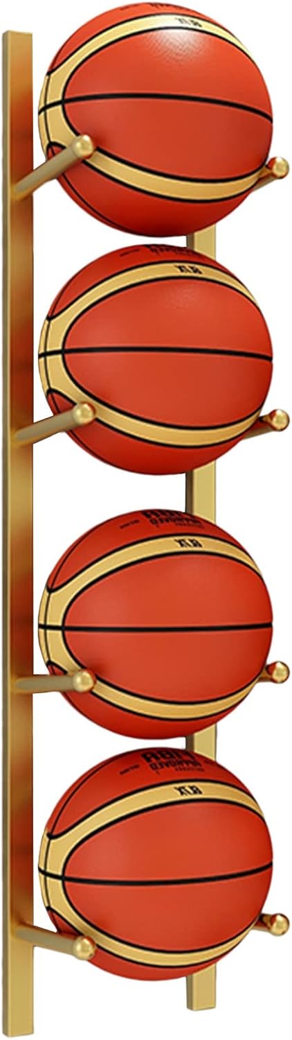 Snowboard Storage Rack，Basketball Storage Rack,Storage rackSports Ball Storage Rack Gold Basketball Storage Display Rack Wall Mounted Volleyball/Football Holder, 4/6 Tier Sport Equipment Org