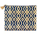 Mud Pie 8613284N Shimmer Juco Carry All Clutch Navy,Lattice