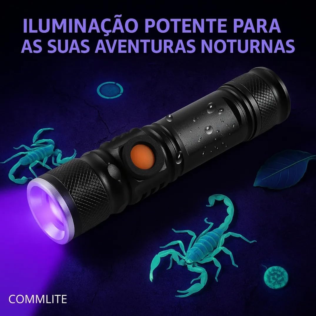 Lanterna Luz Negra Uv Detecta Nota Urina Gato Escorpiao Lanterna Luz Negra UV Detecta Urina de Pet Escorpião e Dinheiro Falso