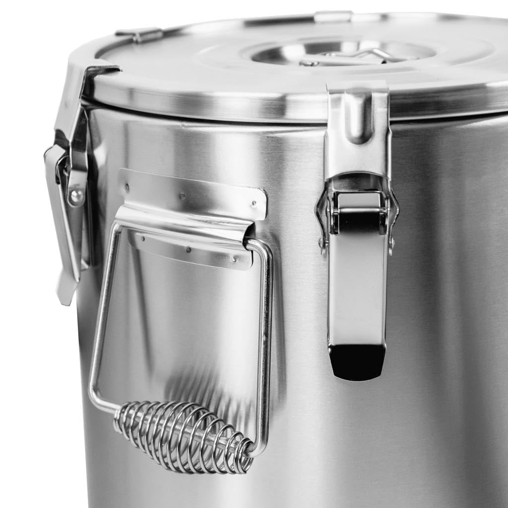 Mega-M Termo Catering de Acero Inoxidable de 22L. ¡Contenedor Profesional de Gran Capacidad con Cierre de Clip para el Transporte Seguro de Comida Caliente!