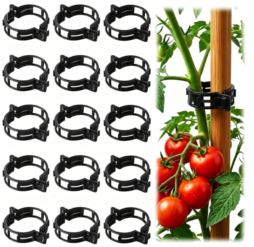 Plant Clips for Tomatoes, Pack of 100 Plant Clips, Connecting Plant Support Clip for Climbing Plants, Tomato Clips for Climbing Plants, Plant Clips for Tomatoes, Cucumbers, Vegetables (BLACK,100)