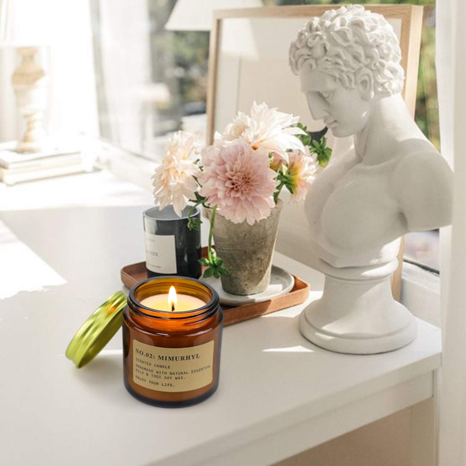 6 Pack Candles for Home Scented Aromatherapy Candle Gift Set for Women Soy Wax Long Lasting Amber Jar Candles Gift for Birthday Mother's Valentine's Day Present : Home & Kitchen