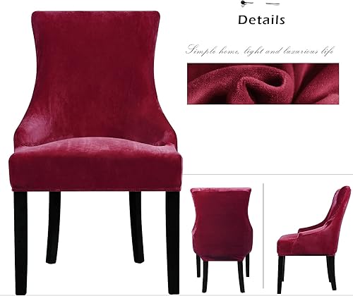 Vista 89 de Lellen Funda elástica para silla con respaldo de ala, funda reutilizable para silla lateral con respaldo de ala, fundas para sillas de comedor, 02