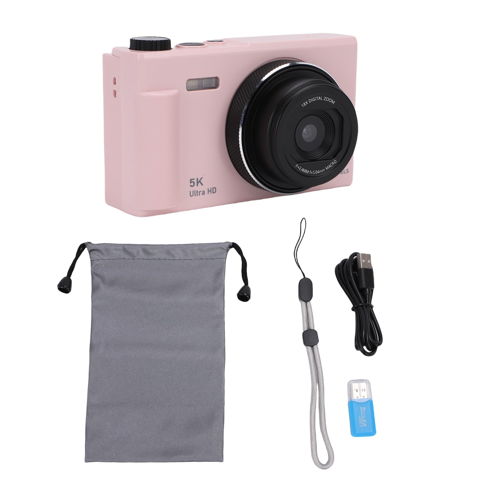 Asixxsix Fotocamera digitale, fotocamera ABS per vlogging da 5K 75MP con zoom 18X e schermo ribaltabile da 2,8 pollici a 180°, filtri creativi, batteria a lunga durata (PINK)