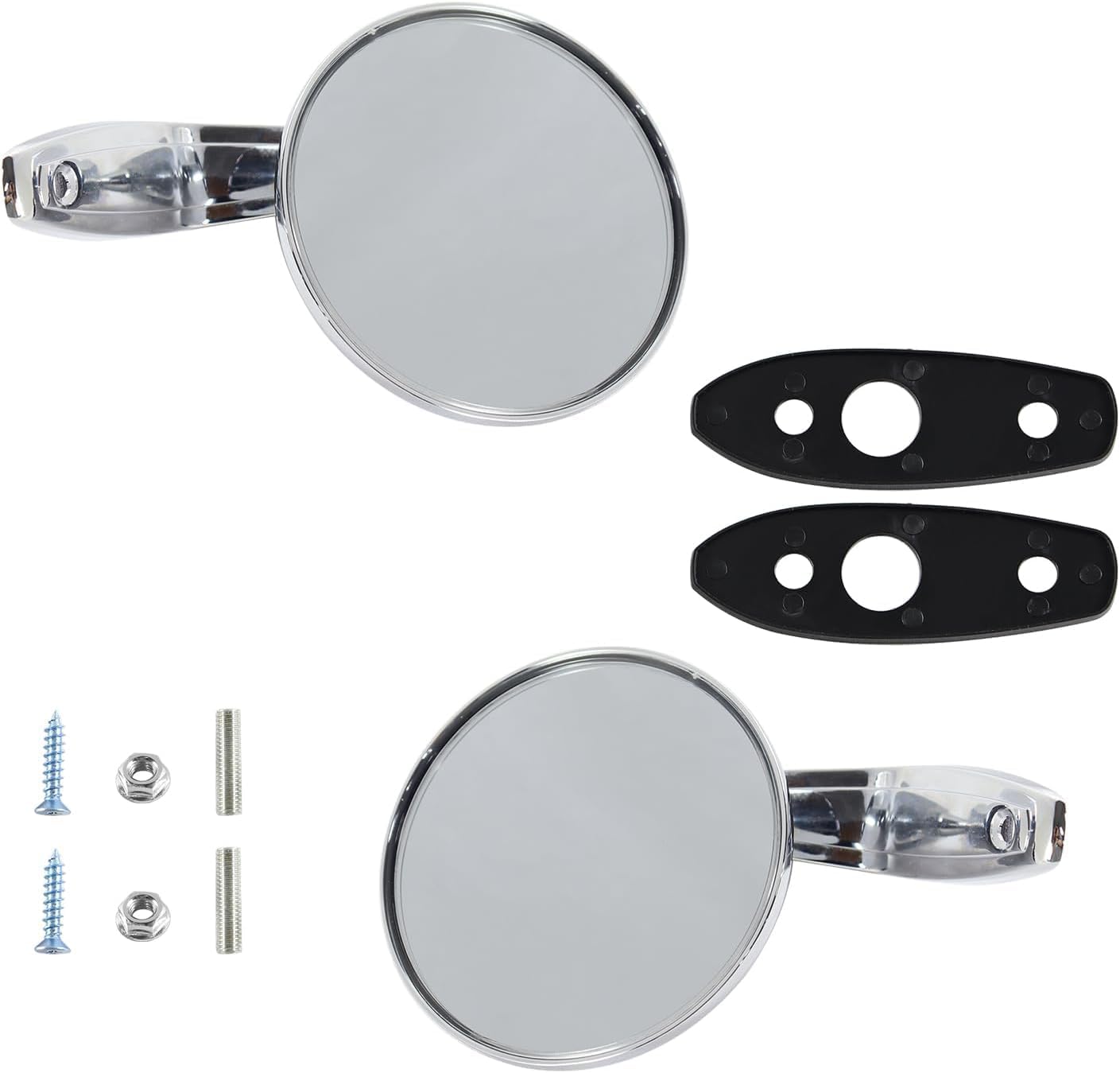 Pair(2) Chrome Polished Outside Exterior Rearview Door Mirrors Compatible With Dodge & Plymouth Models 1966-1975 Replace 2802834, 2802710, 3685955, silver
