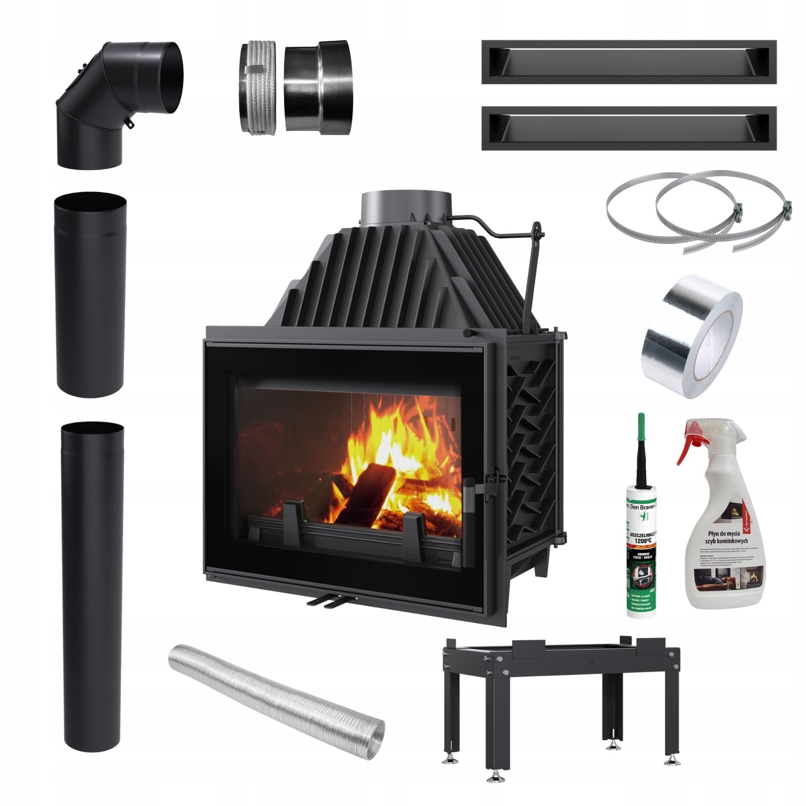 KRATKI Gusseisen Kamin 12 kw Zosia fi 200 Kamineinsatz BImSchV Stufe 2 Montagesatz
